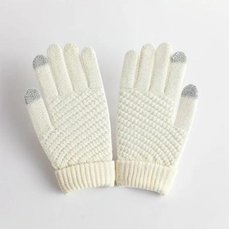 Damer Cashmere Strikket Vinterhandsker Kvinder Efterår Vinter Varme Tykke Touch Screen Ski Udendørs Cykling Handske B One Size