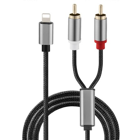 Lightning til RCA Audio Kabel: 1m Y Splitter Adapter Kompatibel med iOS Enheder og DJ Controllere