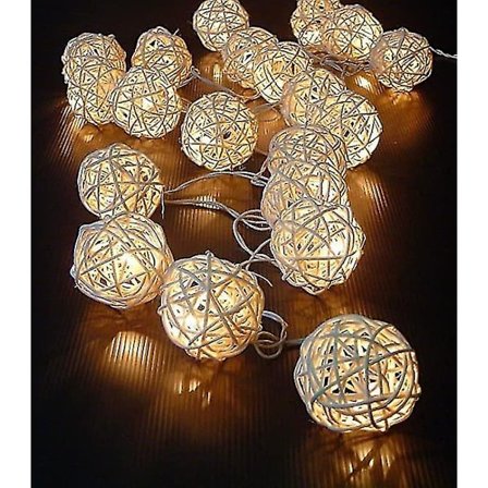 20 LED Rattan Ball Fairy String Lights Utelys Dekorasjon