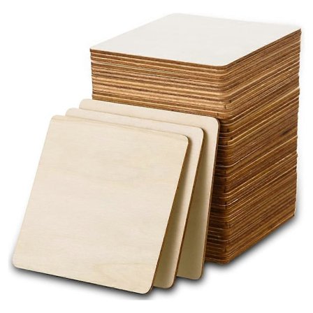 80 stk. Ubehandlede Trebiter 4x4 tommer Blank Trekvadrater for DIY Håndverk, Maling, Gravering, Høytider