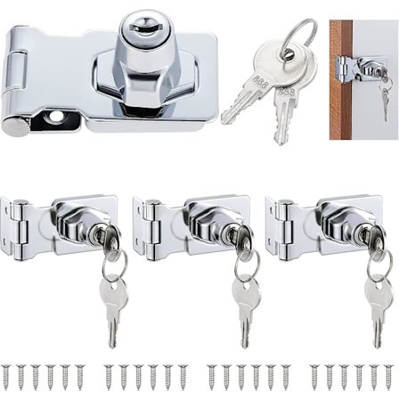 4 stk. Hengelås Hasp Lås, Metall Hasp Lås, 2,5 Tommers Sink Lås for Skap Skuffer Skap Bokser
