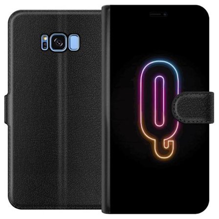Kompatibelt Lommeboketui til Samsung Samsung Galaxy S8 Minimalistisk neonbokstav Q i skinnende farger mot mørk bakgrunn