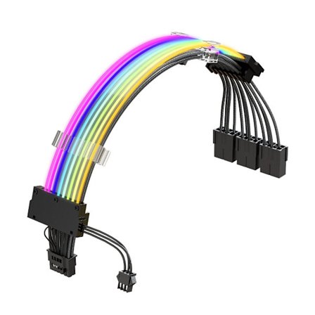 Flätad PCIE5.0 (16Pin / 12+4) 16AWG Slädad Högströms Strömkabel Ersättning PCI-E5.0 Strömförsörjningskabel Adapter