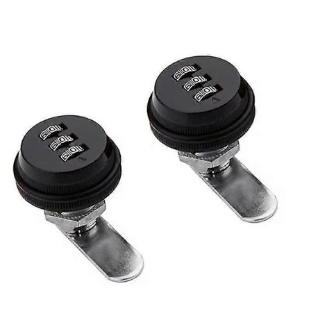 Kombinasjonslås 3-sifret passord Sikkerhetshengelås Nøkkelfri kamlås for skap Skap Skuff Postkasselåser 2 stk, Svart MOK