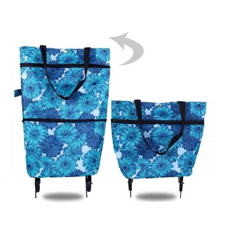 Varukorg Bärbar Shoppingväska BLÅ KRYSANTEMUM BLÅ