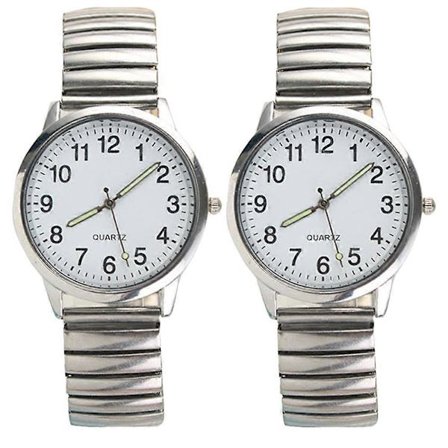 Quartzklockor Stilfulla armbandsur Kompatibla med äldre personer Utomhusvandring Stora siffror Luminous 2 st