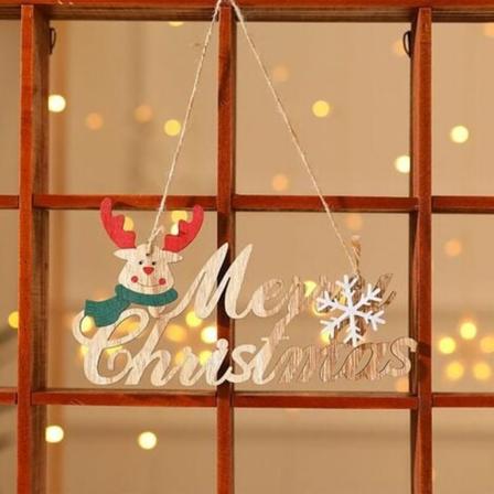 Glædelig Juleskilt, Julehængende træskilt, Fashion Hanging Tag, Vedhæng, Juletræ, Kranshængende Orname