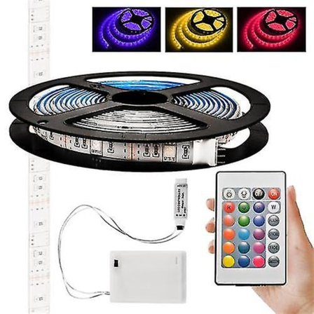 Fleksibel belysning Batteridrevet RGB LED-stripe 3m