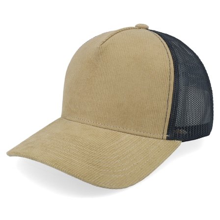 Equip - Black - trucker - Cap - Blank Cord Khaki/Black A-frame Trucker - Hatstore