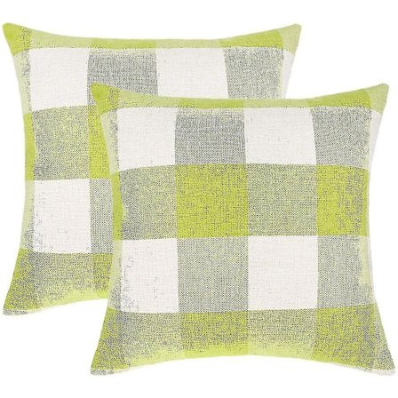 Set med 2 bondgårdsstilar Buffalo Check Rutig Kuddfodral Kuddeöverdrag Polyester Linne