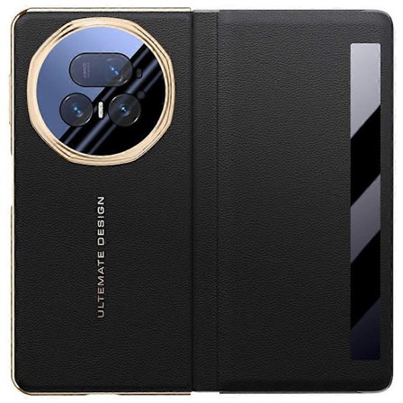 Kompatibelt deksel til Honor Magic V5 5G, smart visningsvindu, telefondeksel i lær med metall linse-støtte