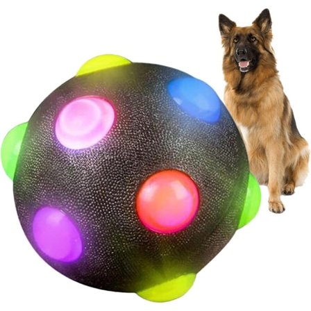 Lysende hundeball, 4 tommers LED blinkende pigg kjæledyrballer, bitresistent Jolly Ball hundeleke, lysende kjæledyr hundeleker ball med knirkende 