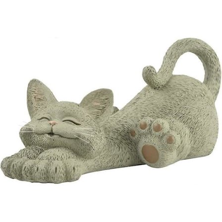 Lekfull Grå Katt som Henger Ut Figurer Søte Samleobjekter - Glad