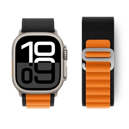 Alpine Loop Armband för Apple Watch Ultra 2, 49mm 46mm 45mm 44mm 42mm 41mm 40mm, Svart Orange[JSR]
