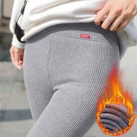 Kvinters vinterleggings, varme fløjlsfittede bukser, grå, stramme, tykke varme bukser, S 40KG-55KG