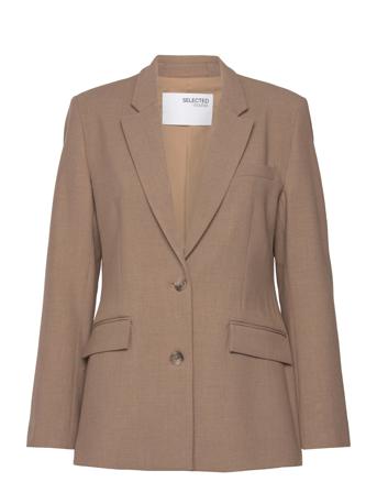 Slfrita Ls Classic Blazer Camel Mel Noos Beige Selected Femme