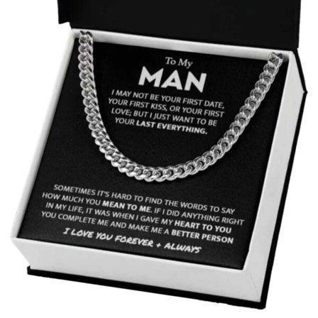 Gave halskæde til mand, kærestekæde med kort sølv