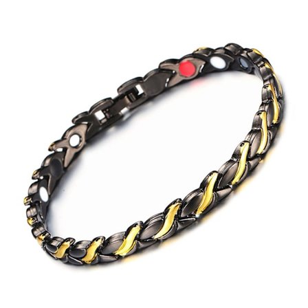 (Svart guld)Hälsoarmband, Kvinna Flickor Titanstål Therap