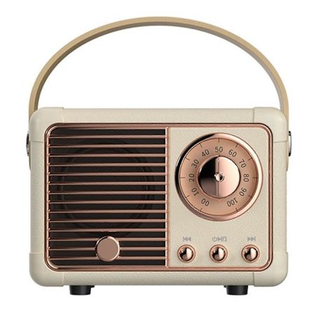 Retro Trådløs Bluetooth 5.0 Høyttaler, Stereo Hifi Bass Utendørs Bærbar FM Radio USB/TF/AUX