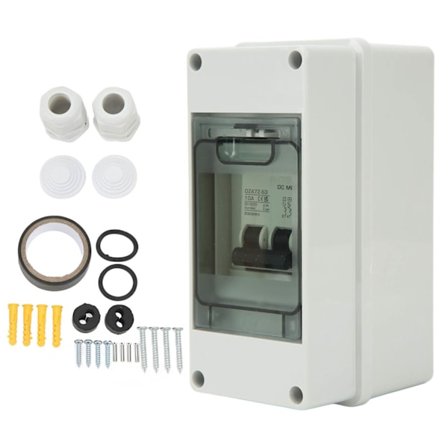 DC Isolatorbryter 2P 10A IP65 Vanntett Miniatyr Bryterboks for Solar PV 1000V