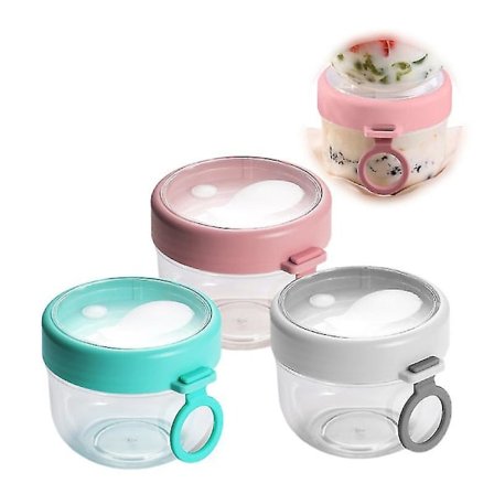 Beholder til overnight oats - Overnight oats-glas med låg, tåler opvaskemaskine, 600 ml med ske