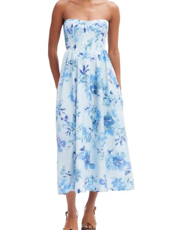 Bardot Lola Corset Midi Dress - Blue - 36