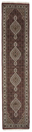 Täbriz Royal Teppich 80X367 Läufer Braun/Schwarz Wolle, Indien