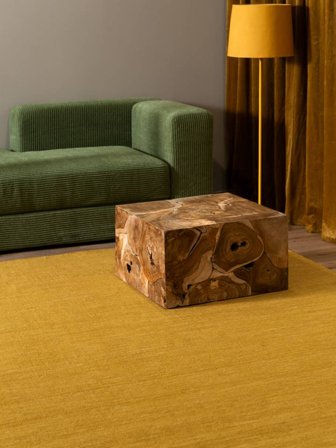 Handloom Flat 200X300 Jaune Uni Tapis De Laine