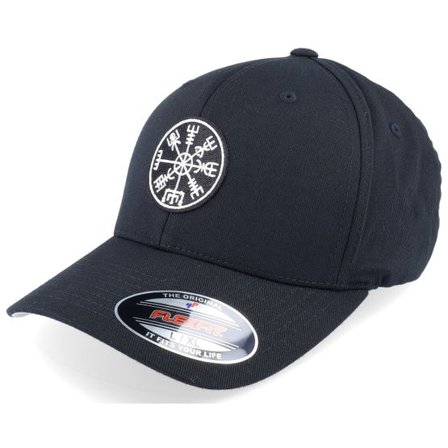 Vikings - Svart flexfit Keps - Vegvísir Rungalder Patch Black Flexfit @ Hatstore