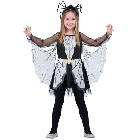 Skimrende Edderkopp Kjole med Hårbøyle Barn