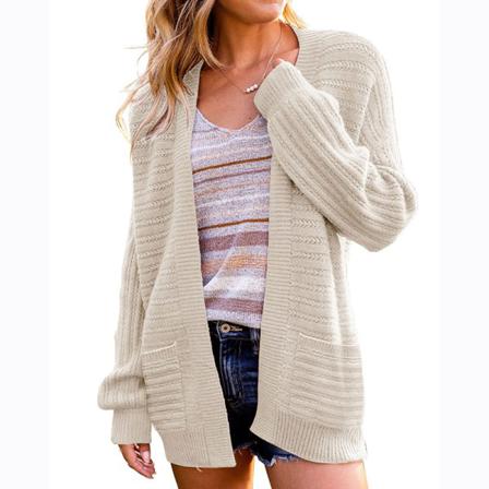 Kvinnor Plain Coat Öppen Front Cardigan Sweater