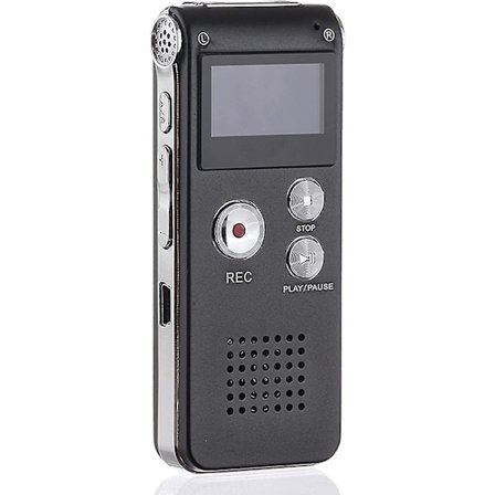 8 GB MP3-ljuddigital röstinspelare med mikrofon, svart