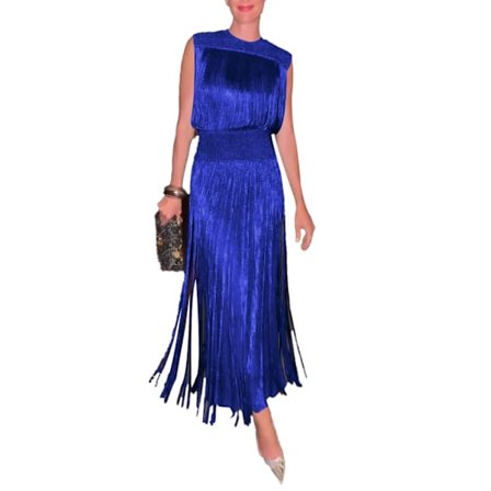 Dame 2-delt Sæt Frynser Kvaster Cami Crop Top og Lang Nederdel Festsæt