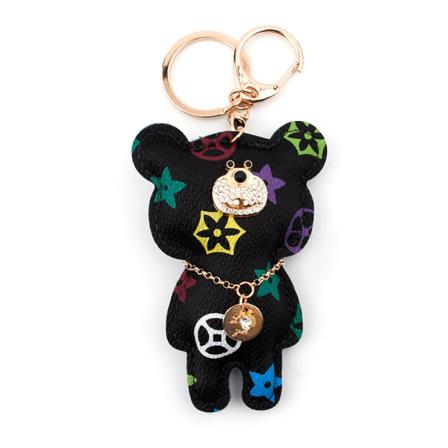 Lyxig Lädernyckelring Tecknad Pom Pom Nyckelring Charms Car Ke
