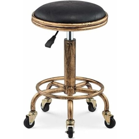 Vintage barstol, stol på hjul, 360° drejelig barstol, højdejusterbar barstol 50-64 cm, frisørstol værkstedsstol barbordsstol/NC/