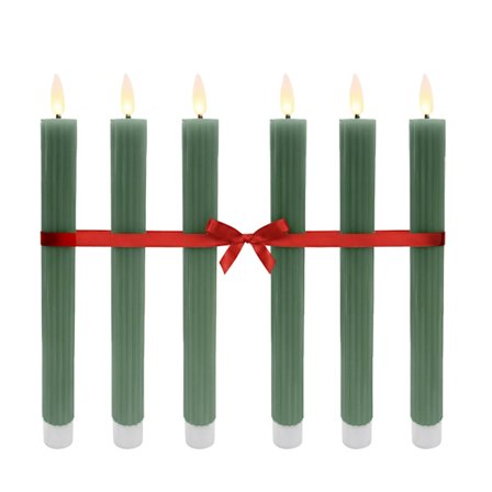 LED flammeløse keglelys, ægte voks, sæt med 6