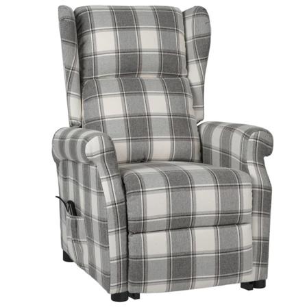 Vidaxl Reclinerfåtölj Med Uppresningshjälp Grå Och Vit Tyg Grå