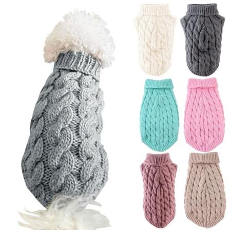 Shuemin Pet Liten Hund Katt Chihuahua Höst Vinter Tröja Stickad Kläder Blus Outfit, Hud Rosa M beige l