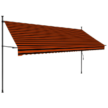 Vidaxl Markis Manuellt Infällbar Med Led 350 Cm Orange Och Brun Multifärg