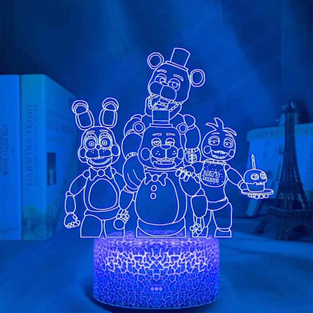 Wekity Fnaf 3d optisk illusionslampe, Five Night At Fre-ddy's lampe sød natlampe fjernbetjening 7 farver skiftende soveværelsesindretning til børn 
