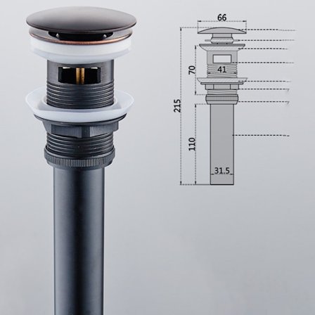 1 KPL (Musta) Yksiosainen pesuallashana Push Pop-Up Click Clack -tulppa, pesualtaalle ylivuotoaukolla, valitse
