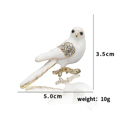 Djurbrosch för män och kvinnor Peace Dove - Vit - Metal Simple Needle