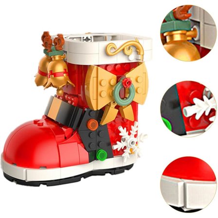 Julebyggeklodser, Byggeklodssæt, Legetøj, DIY-klodssæt til børn i alderen 6 7 8 9, Glædelig slæde