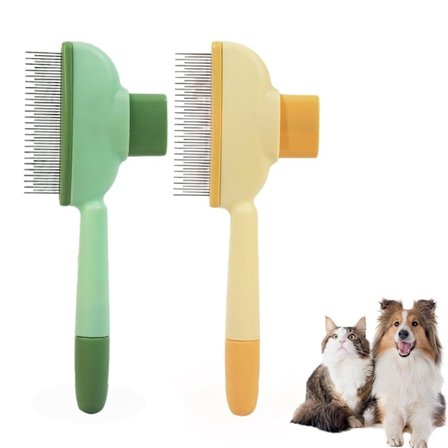 2-pak selvrensende kattekam, kæledyrsbørste, dybderensende loppekam til katte, fjerner løse hår og udreder kattebørste, skønhedspleje hårbørste til 