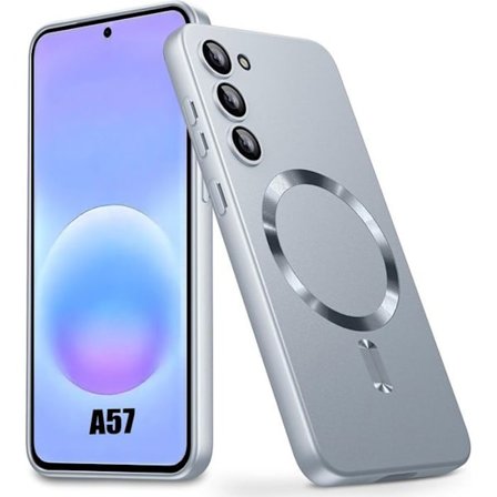 Cover til Samsung Galaxy A57 5G, Anti-ridse flydende silikone med sølvfarvet magnetisk cirkel