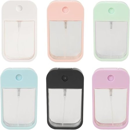 6 stycken minisprayflaskor, 45 ml sprayflaskor, plastsprayflaskor, bärbara flaskor, små förvaringsflaskor, parfymflaskor, kortflaskor