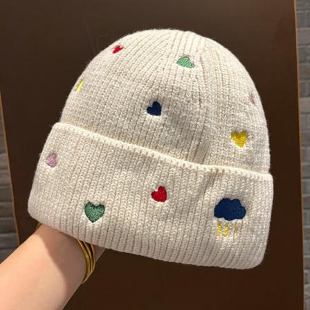 Damer Män Stickade mössor Varm regnbågsfärg Kärlek Broderad Ull Cykling Unisex Beige M