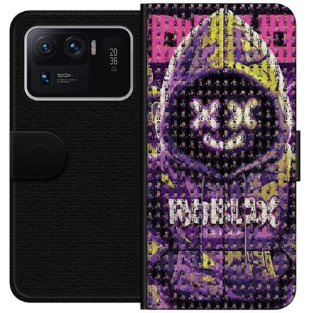 Kompatibelt Lommeboketui til Xiaomi Xiaomi Mi 11 Ultra Roblox hettegenser designet med hundrevis av små Roblox-figurer, kreativ mosaikkdesign i lilla