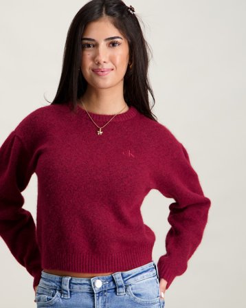 Calvin Klein BOX PLEAT FLUFFY SWEATER Rot Pullover Mädchen - Kids Brand Store