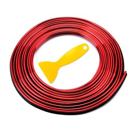 #2 stk 5 m Bil Interiør List Dekor Fleksibel List Stripe Interiør Linje for Universal Biltilbehør (Rød)#